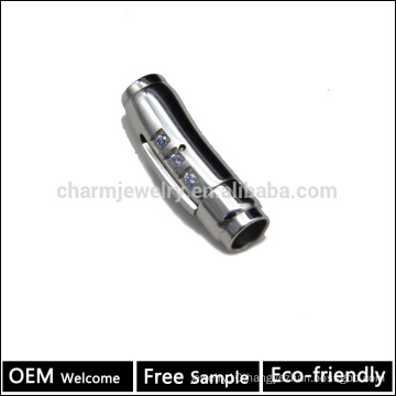 BX090 Wholesale jewelry finding Stainless Steel snap Clasp with diamond for leather cord bracelets